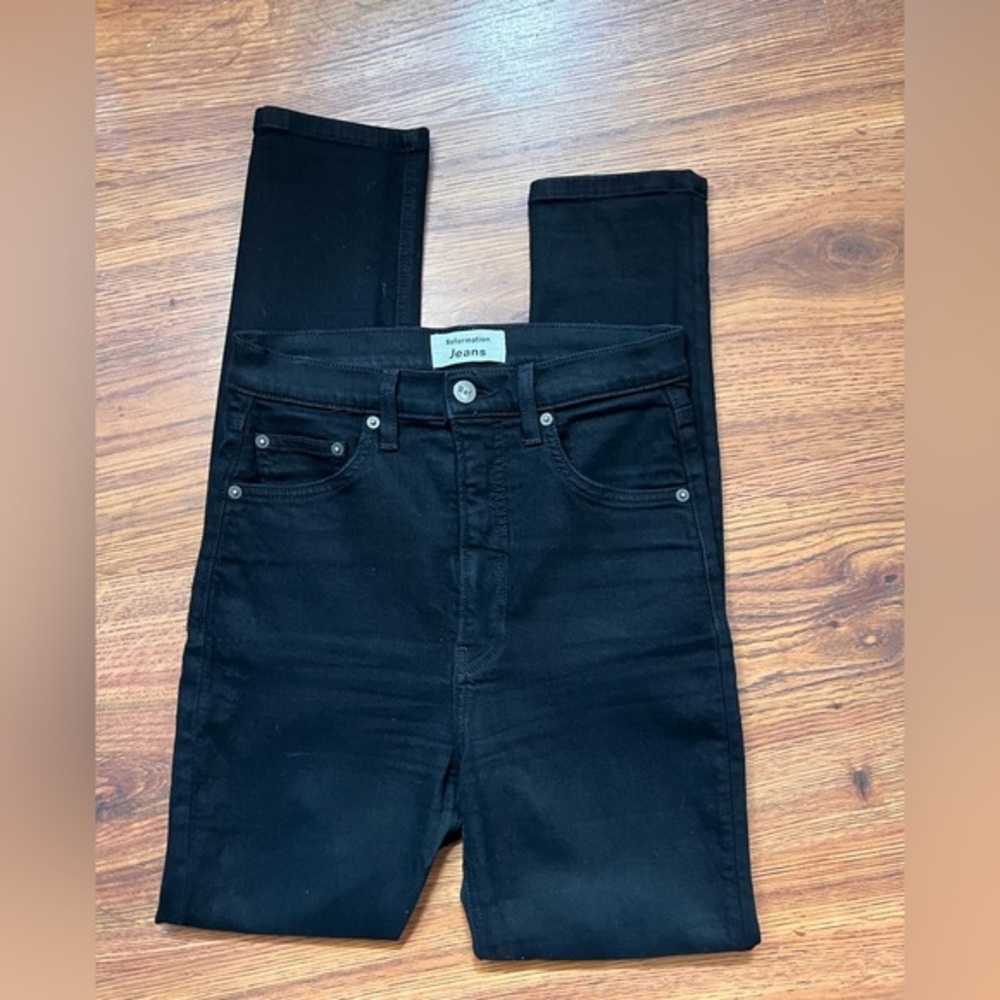 Reformation Black Skinny Jeans High Rise Stretch Size 26